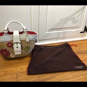 Limited edition Coach leather and straw purse